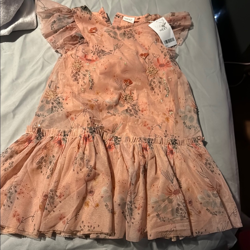 Next, NEXT Direct Orange and Pink Tiered Ruffle Dress nwt 2-3t